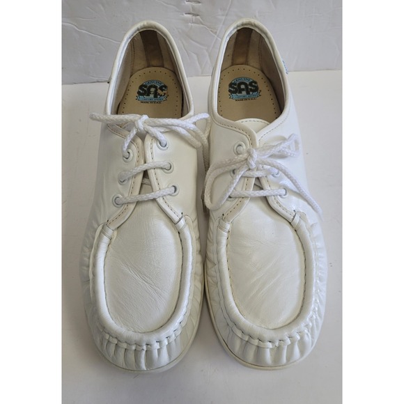 SAS White Leather Tripad Comfort Lace Walking Shoe's Women's Size 8 M EUC - Picture 2 of 9